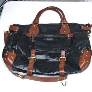 BCBG Large Satchel Shoulder Bag Crossbody Leather Black BCBGMaxAzria Barney's
